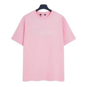 Louis Vuitton Minimalist Style Embroidered Pink T-Shirt