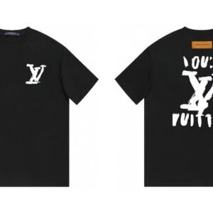 Louis Vuitton Graffiti Street Style Black Short Sleeve T-shirt