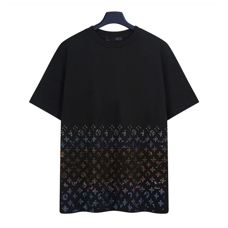 Louis Vuitton Gradient Monogram Street-style Black T-Shirt