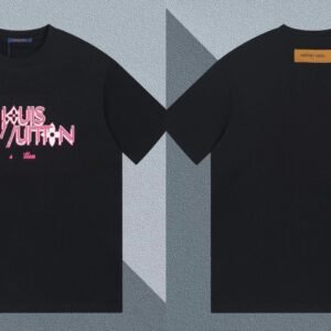 Louis Vuitton Letter Print Trendy Style Black T-shirt