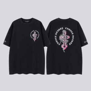 Chrome Hearts Gothic Style Snake & Cross Black Short-Sleeve T-Shirt