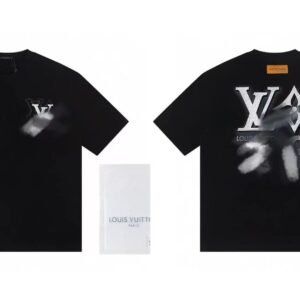 Louis Vuitton Blurred Print Street Style Black T-Shirt