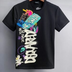 DSQ Graffiti Street Style Black Short-sleeve T-shirt