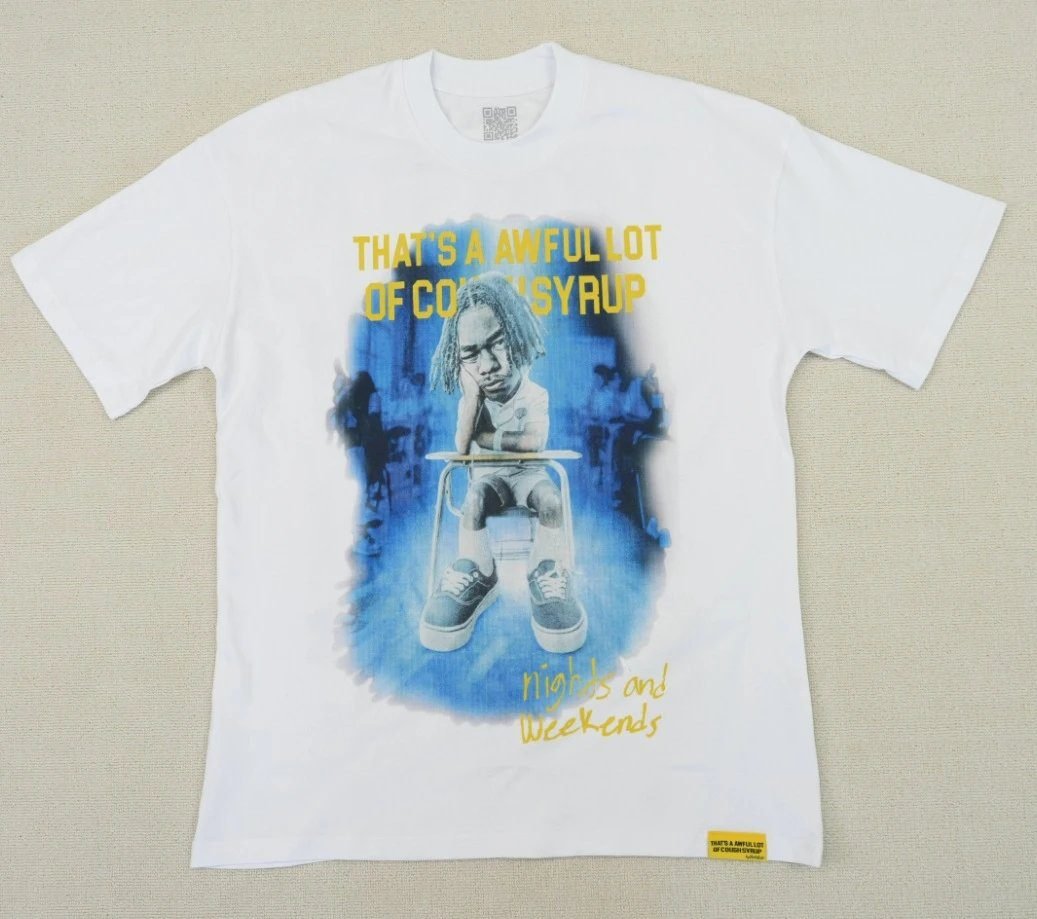AwfulLot Portrait Print Hip-hop Style White T-shirt