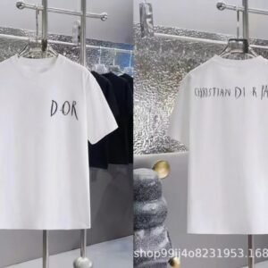 Dior Hand-painted Graffiti Style White Short-sleeved T-shirt