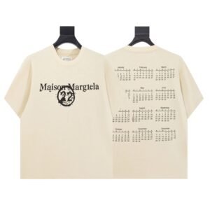 Maison Margiela Calendar Print High Street Style Beige T-Shirt