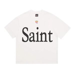SAINT Letter Print Street Style Off-white T-shirt