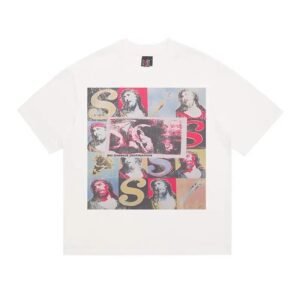 SAINT Religious Print Vintage Style White T-Shirt