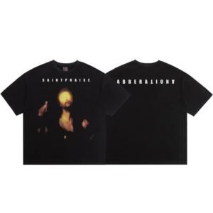 SAINT Portrait Print Dark Style Black T-Shirt