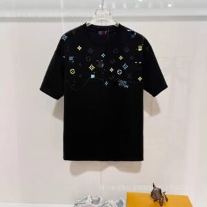 Louis Vuitton Trendy Style Colorful Monogram Black T-Shirt