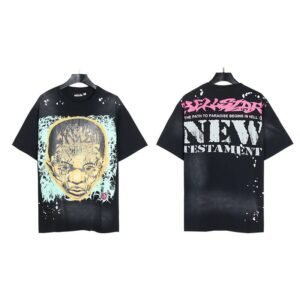 Hellstar Portrait Print Street Style Black T-shirt