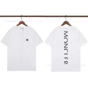 Moncler Letter Print Trendy Style White T-Shirt