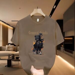 Streetwear Brand Skateboarding Bear Street Style Khaki T-Shirt