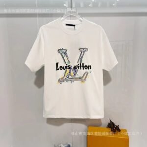 Louis Vuitton Ink-Splashing Trendy & Cool Style White Short-Sleeve T-Shirt