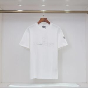 Moncler Embossed Casual Style White Short-sleeve T-shirt