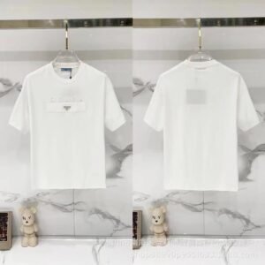 Prada Classic Triangle Logo Minimalist Style White T-Shirt