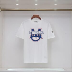 Moncler Large M Printed Casual Style White T-Shirt