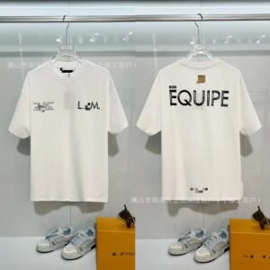 Louis Vuitton Letter Print Street Style White T-shirt