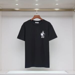Moncler Print Collection Casual Style Black T-Shirt