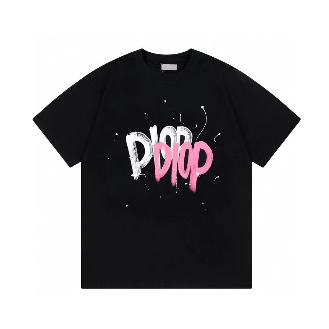 Dior Graffiti Trend Style Black Short-sleeve T-shirt