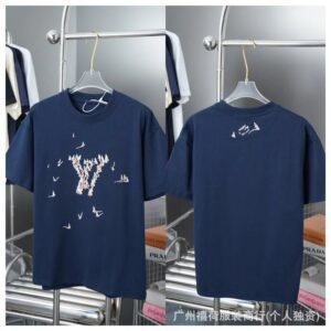 Louis Vuitton Origami Crane Casual Style Navy Blue T-Shirt