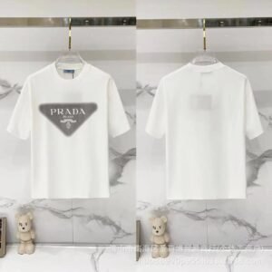Prada Triangle Logo Minimalist Style White T-Shirt