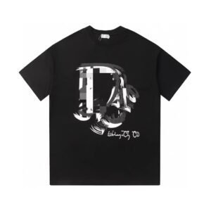 Dior Graffiti Print Street Style Black T-Shirt