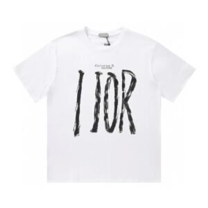 Dior Haute Couture Graffiti Casual Style White T-Shirt