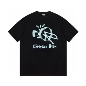 Dior Graffiti Street Style Black Short-sleeve T-shirt