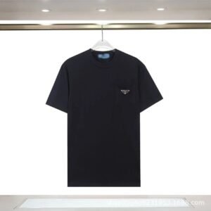 Prada Triangle Logo Minimalist Style Black Short-sleeve T-shirt