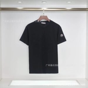 Moncler Embossed Streetwear Style Black Short-Sleeve T-Shirt