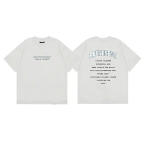 Represent Slogan Printed High Street Style Off-white T-shirt