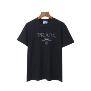 Prada Embroidered Minimalist Black Short-sleeve T-Shirt