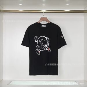 Moncler Trendy Black Cartoon Print Short-sleeved T-shirt