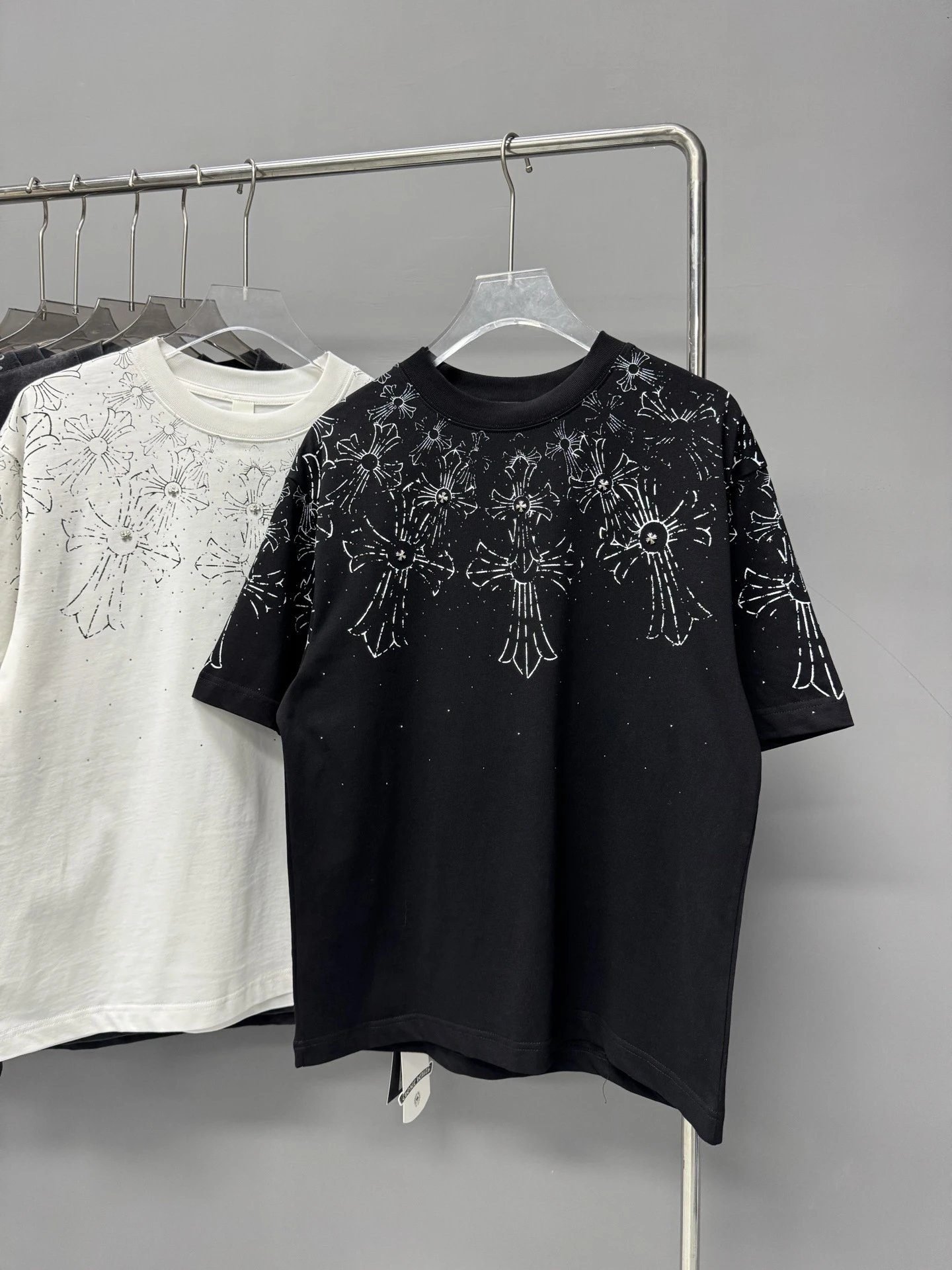 Chrome Hearts Cross Print Street Style Black T-Shirt