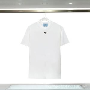 Prada Triangle Logo Minimalist Style White T-Shirt