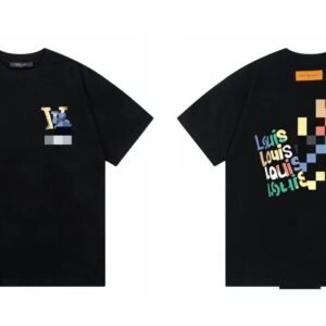 Louis Vuitton Trendy Graffiti Style Black Short-sleeve T-shirt