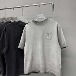 Chrome Hearts Horseshoe Logo Trendy & Cool Grey Short-sleeve T-shirt