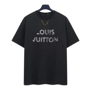 Louis Vuitton Distressed Print Cool Trendy Black T-Shirt