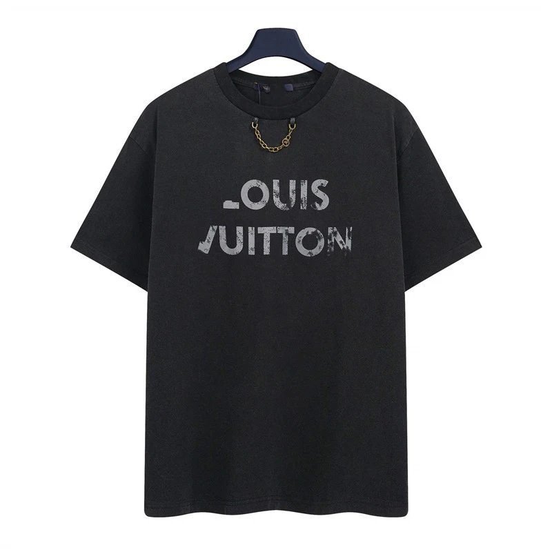 Louis Vuitton Distressed Print Cool Trendy Black T-Shirt