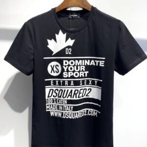 DSQ Maple Leaf Print Trendy Black Short-sleeve T-shirt