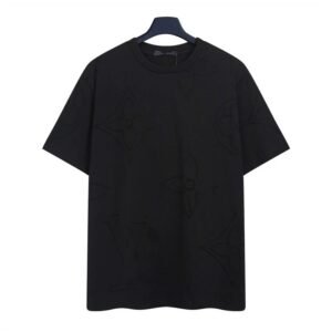 Louis Vuitton Embroidered Monogram Trendy Black T-Shirt