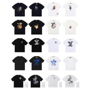 Louis Vuitton Streetwear Printed Black and White Short-sleeve T-shirt