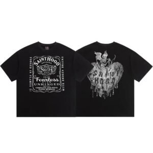 SAINTHOOD Skeleton Print Street Style Black T-Shirt