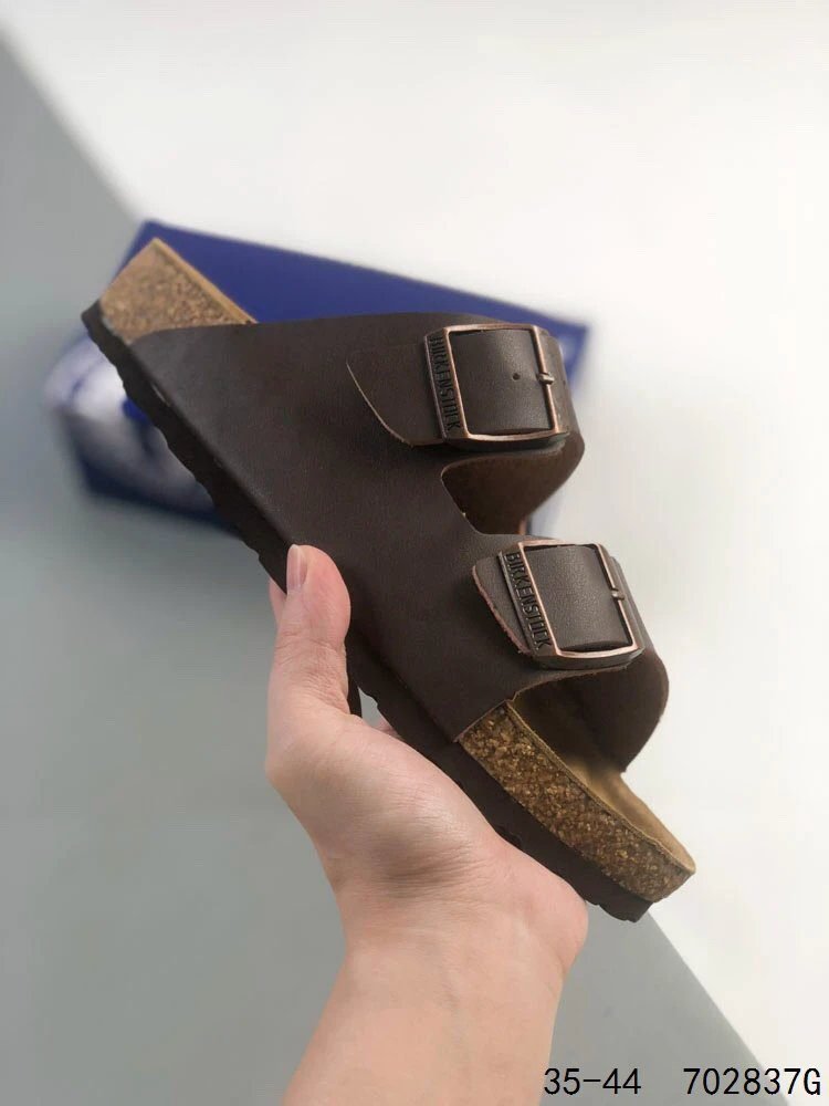 Casual Dark Brown Birkenstock Cork Slide Sandals