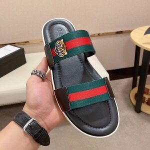 Gucci Tiger Head Embroidered Color-block Casual Slides