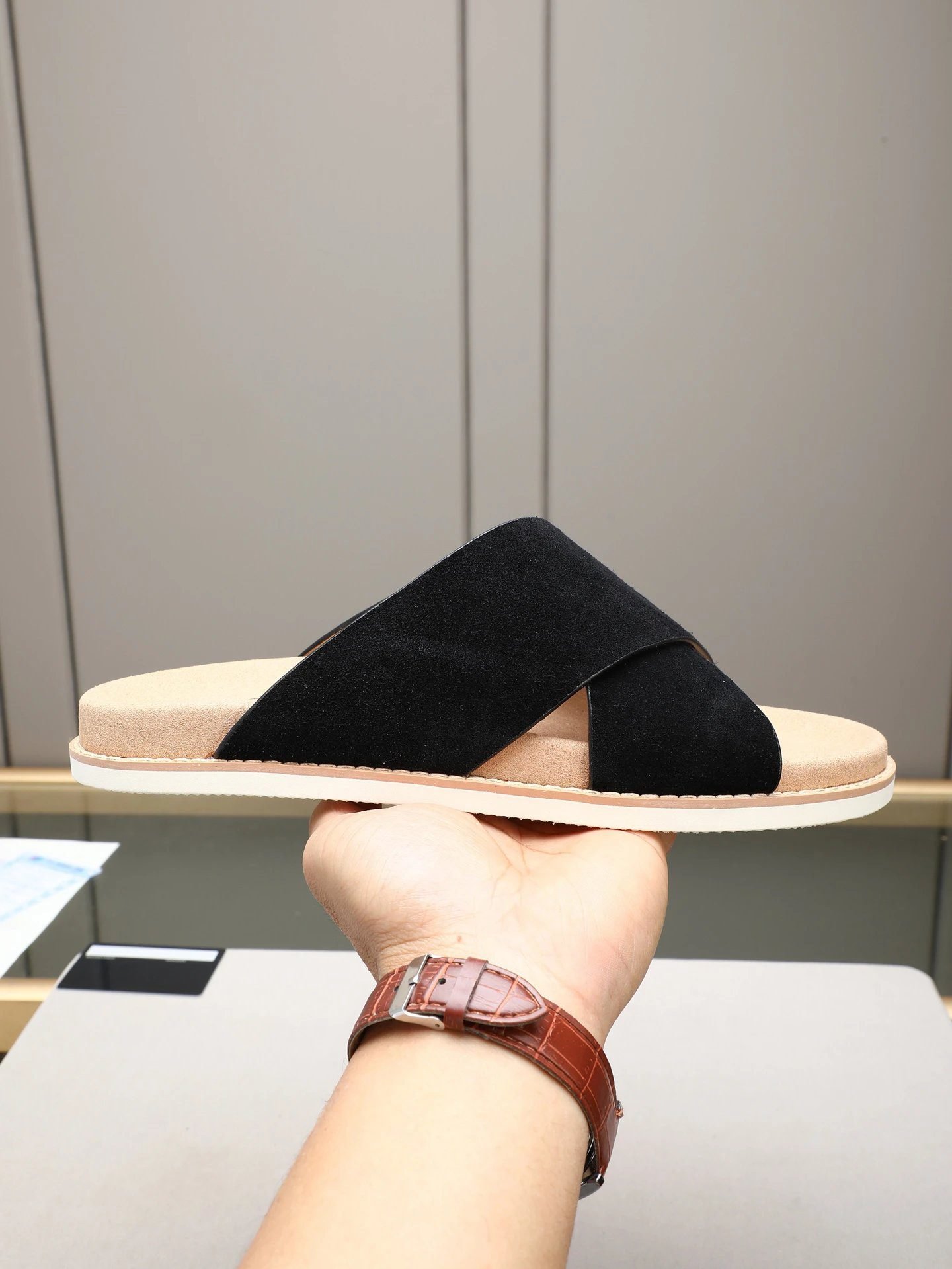 Brunello Cucinelli Casual-style Black Slide Sandals