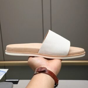 Brunello Cucinelli Minimalist Casual Off-White Slide Sandals