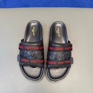 Louis Vuitton Monogram Trendy Black & Red Slide Slippers