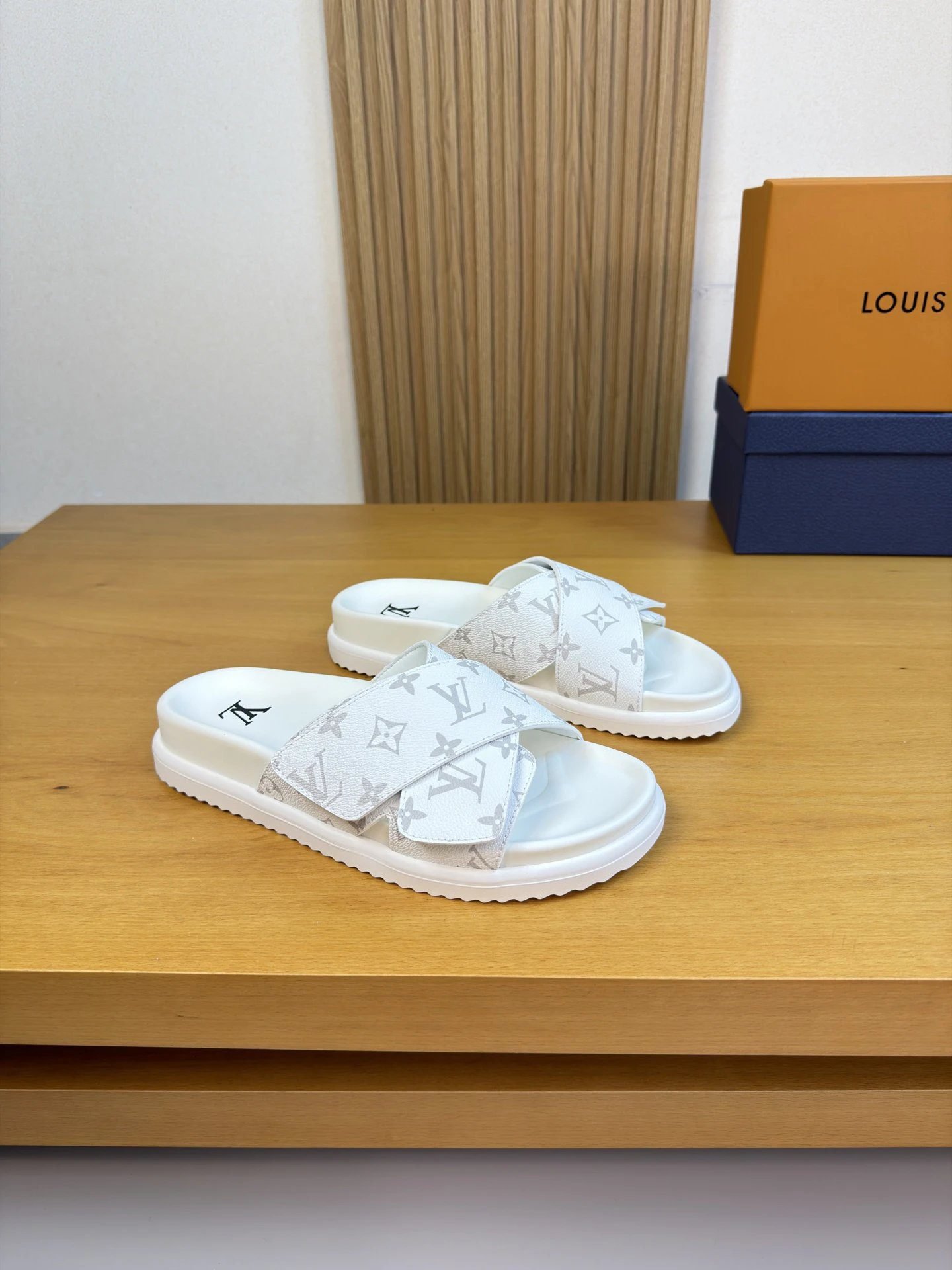 Louis Vuitton Monogram Casual Style White Slides